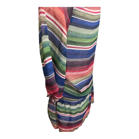 Becca cold shoulder swim cover up. Striped elastic waist XSmall - Picture 11 of 12